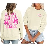 Zoemghc In My Girl Mom Era Sweatshirt Women Funny Mama Graphic Shirt Cool Mom Shirts Casual Long Sleeve Gift Pullover Tops