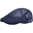 VOBOOM Men Breathable Mesh Summer Hat Adjustable Newsboy Beret Ivy Cabbie Flat Cap