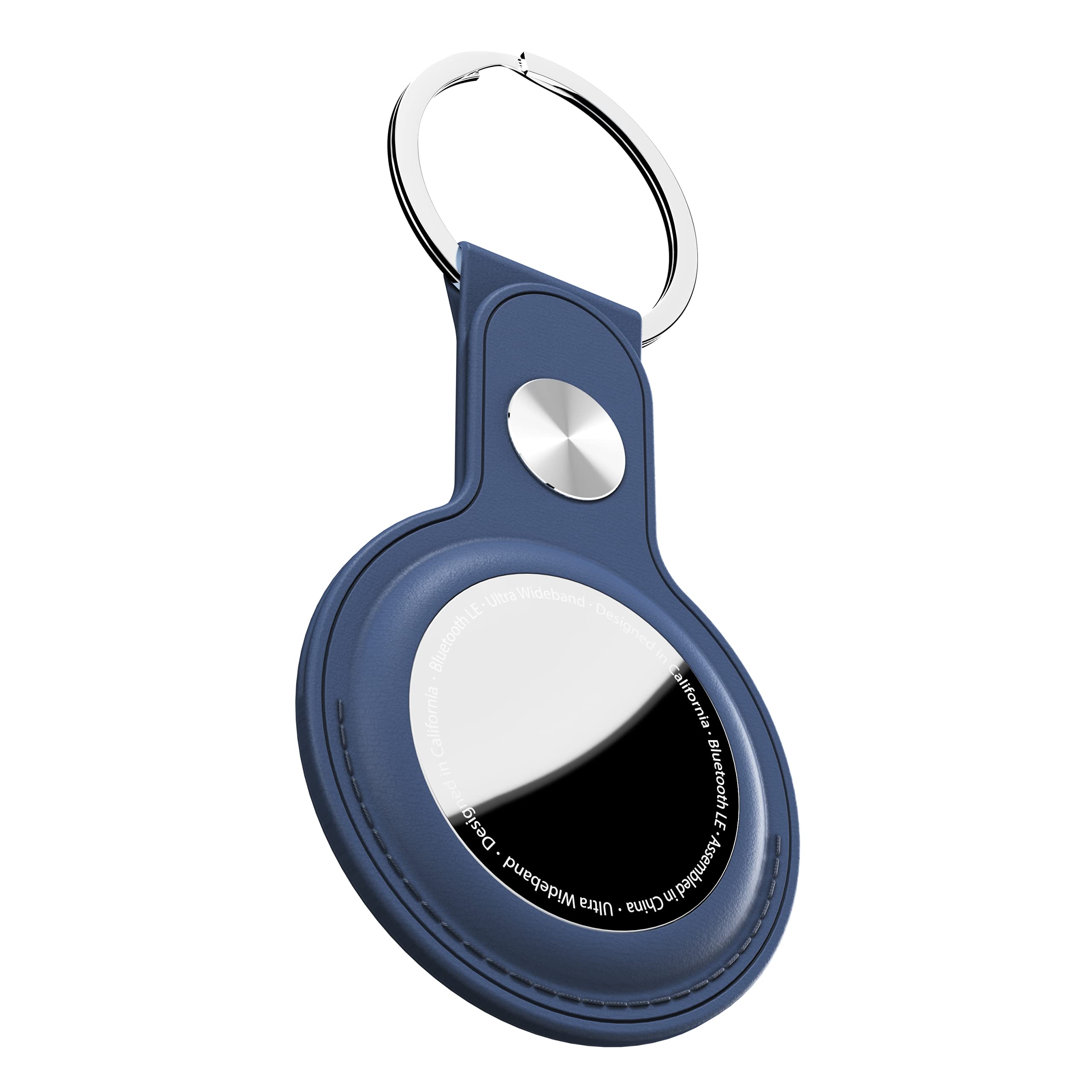 KeyBudz AirTag Leather Keyring Apple AirTags Pendant Case with Key Ring Blue