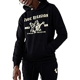 True Religion Men’s Metallic Buddha Fleece Hoodie – Y2K Graphic Hoodie for Men, Pullover Style, Iconic Buddha Logo