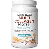 Natural Factors Total Body Multi Collagen Protein, 5-Collagen Blend with Hyaluronic Acid, Biotin, L-Glutamine and L-Tryptophan, Unflavored, 9.41 Oz