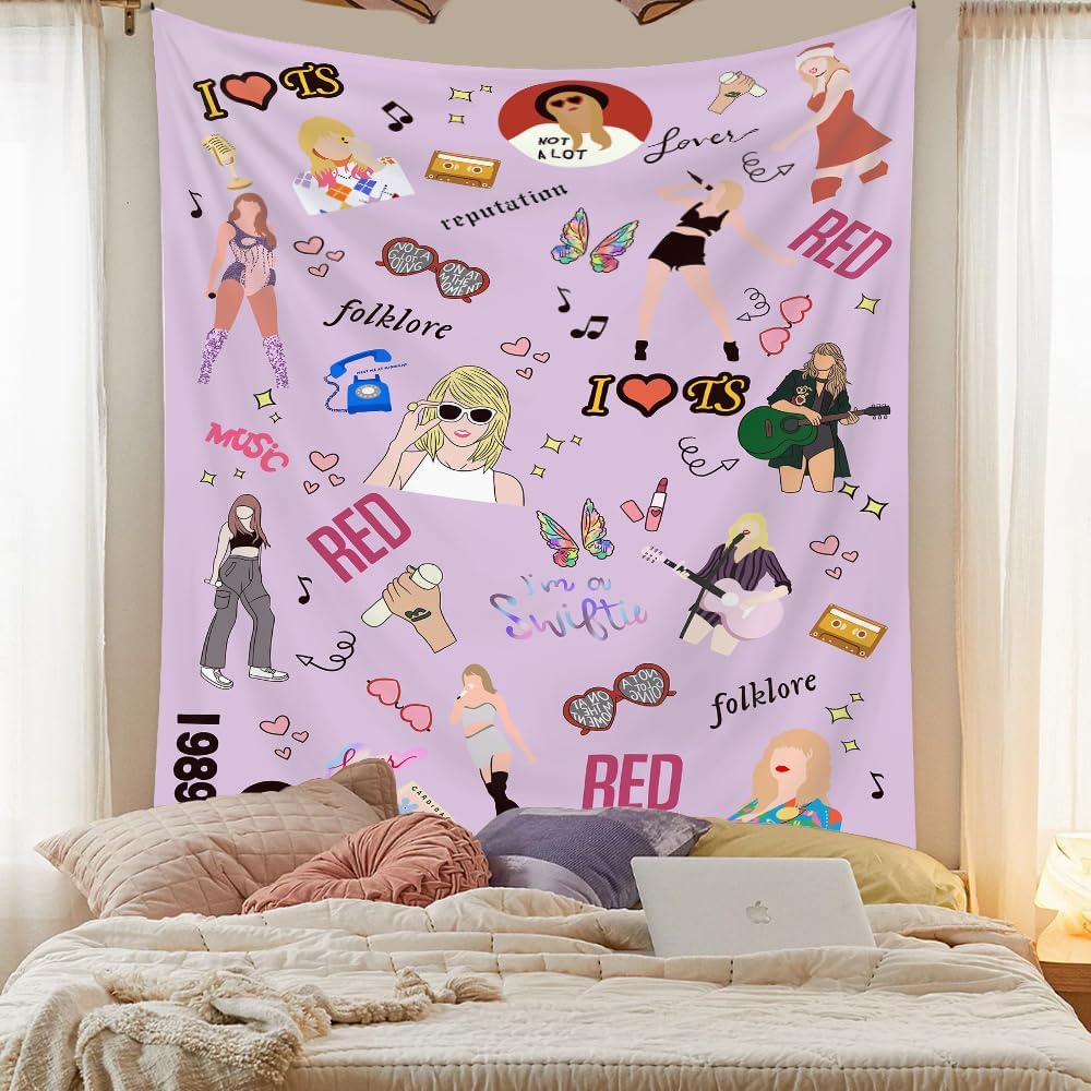 Tapestries - Jhdstore Taylor Eras Tour Swift Tapestry Wall Hanging Taylor Flag Musician Taylor Tapestry for Bedroom Swift Banner Taylor 2024 Party Decorations Swiftie Gifts Purple 60