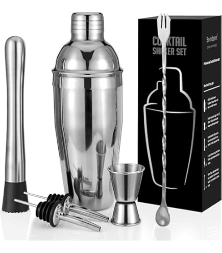 Cocktail Shaker Set, 13-Piece Stainless Steel Bar Tools With Bamboo Stand, Boston Bartender Kit Accessories | Mixer Spoon, Muddler, Jigger - View #5