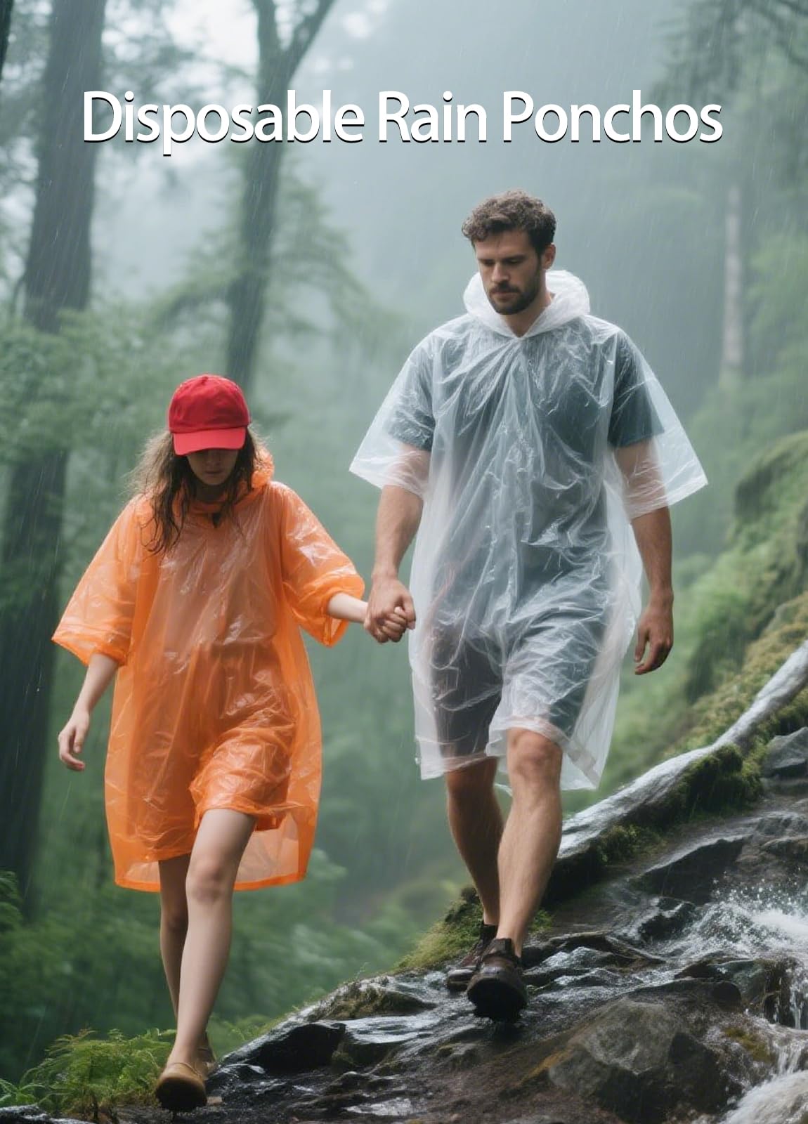 KAshack 10er Pack Einweg Regenponcho Durchsichtig für Damen Herren | 0.035mm Verdickt Wasserdichtes Regencape mit Kapuze | Leichter Notfallponcho für Festival, Camping, Konzert, Reise 7