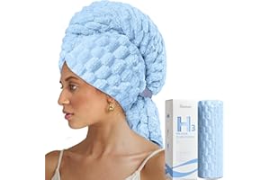 Umisleep Microfiber Towel for Hair, 40" x 30" Extra Large Anti Frizz Hair Towel for Women Long, Curly, Thick Hair, Ultra Soft Hair Drying Towel Wrap, Super Absorbent Hair Turban for Wet Hair, Blue