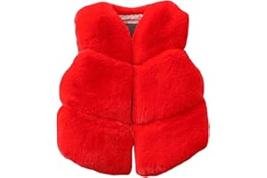 Girls Faux-Fur Padded Vest Open Front Quilted Sleeveless Fuzzy Coats Kids Winter Padded Warm Sherpa Fleece Outwear