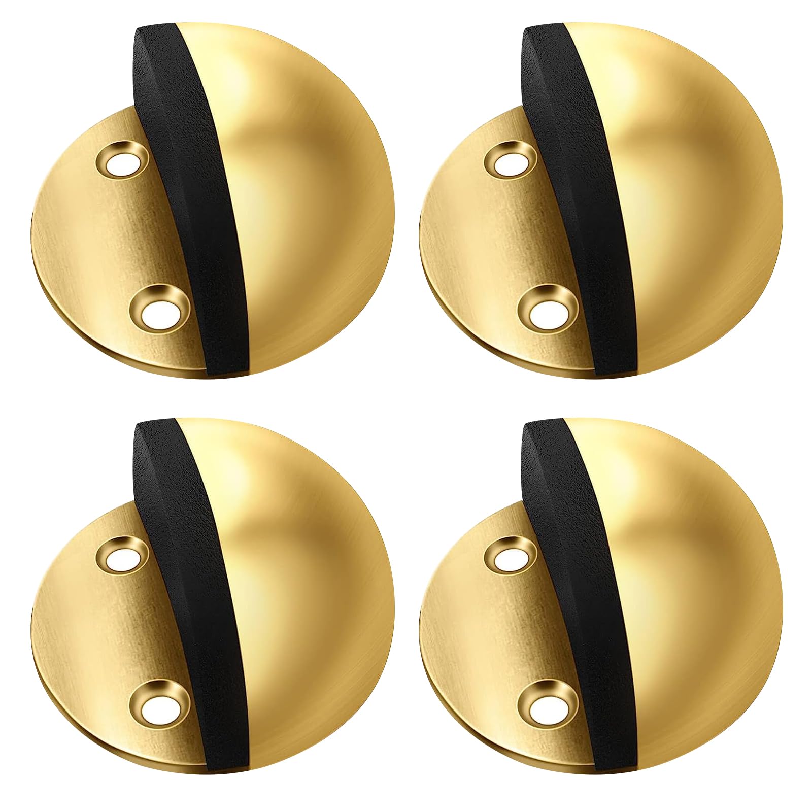 Photo 1 of 4 Pcs Stainless Steel Floor Mounted Door Stop, Drilled or Drill-Free 3M Adhesive, in Floor Mount Half Dome Door Stopper, Doorstop for Hotel Home Restaurant (Gold)