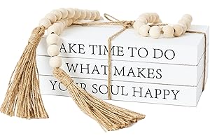 OMISHE Decorative Books for Home Decor, White Faux Books for Decoration, Rustic Farmhouse Stacked Display Books (TAKE TIME to DO)