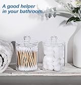 Yowlens 4 Pcs Clear Acrylic Cotton Pad Swab Jar Organizer with Lids view 3