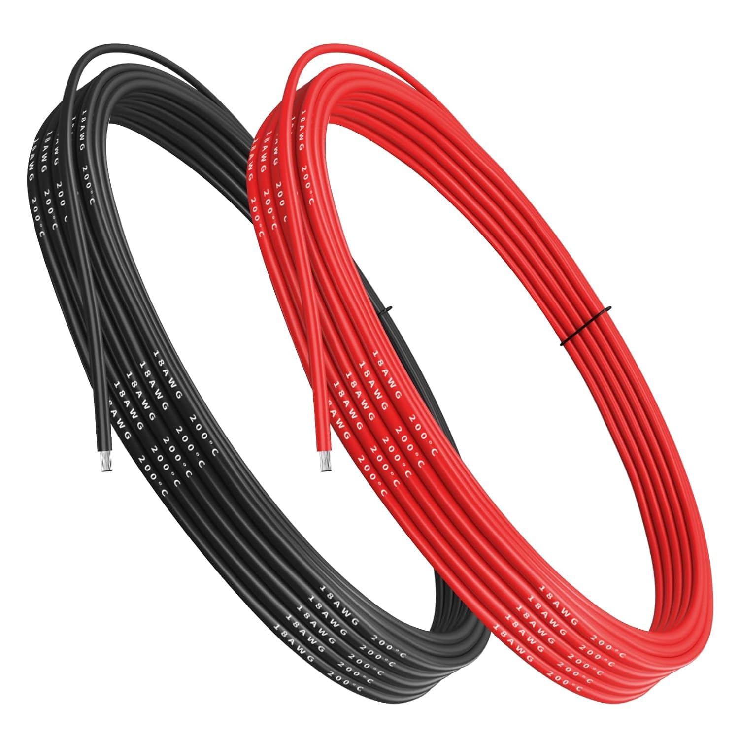 Gruiqrd 18 Gauge Silicone Wire, 18 AWG Electrical Cable 5M [2.5m Black and 2.5m Red], Flexible 150 Strands 0.08 mm of Tinned Copper High Temperature Wire for RC Car, Marine, Drone, etc