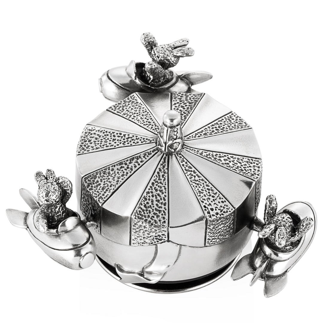 Royal Selangor Hand Finished Bunnies Day Out Collection Pewter Jet Rocket Musical Carousel