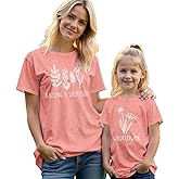 Raising A Wildflower Mommy and Me Shirts Cute Floral Graphic T-Shirt Mom and Daughter Outfits Summer Short Sleeve Tees