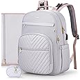 MOMUVO Diaper Bag Backpack, Quilted Baby Bag with Changing Pad and Stroller Straps and Pacifier Case, Multifunction Waterproof Travel Diaper Bags, Unisex, Light Purple