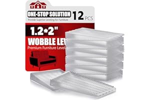 PROPA Flexible Plastic Shims 12pcs Kit Size Variety | Clear Leveling Kit for Home Improvement | Furniture Leg Stabilizers | Table & Toilet Shims - Trim-to-Fit Wedges | Stackable Design | Furniture Levelers