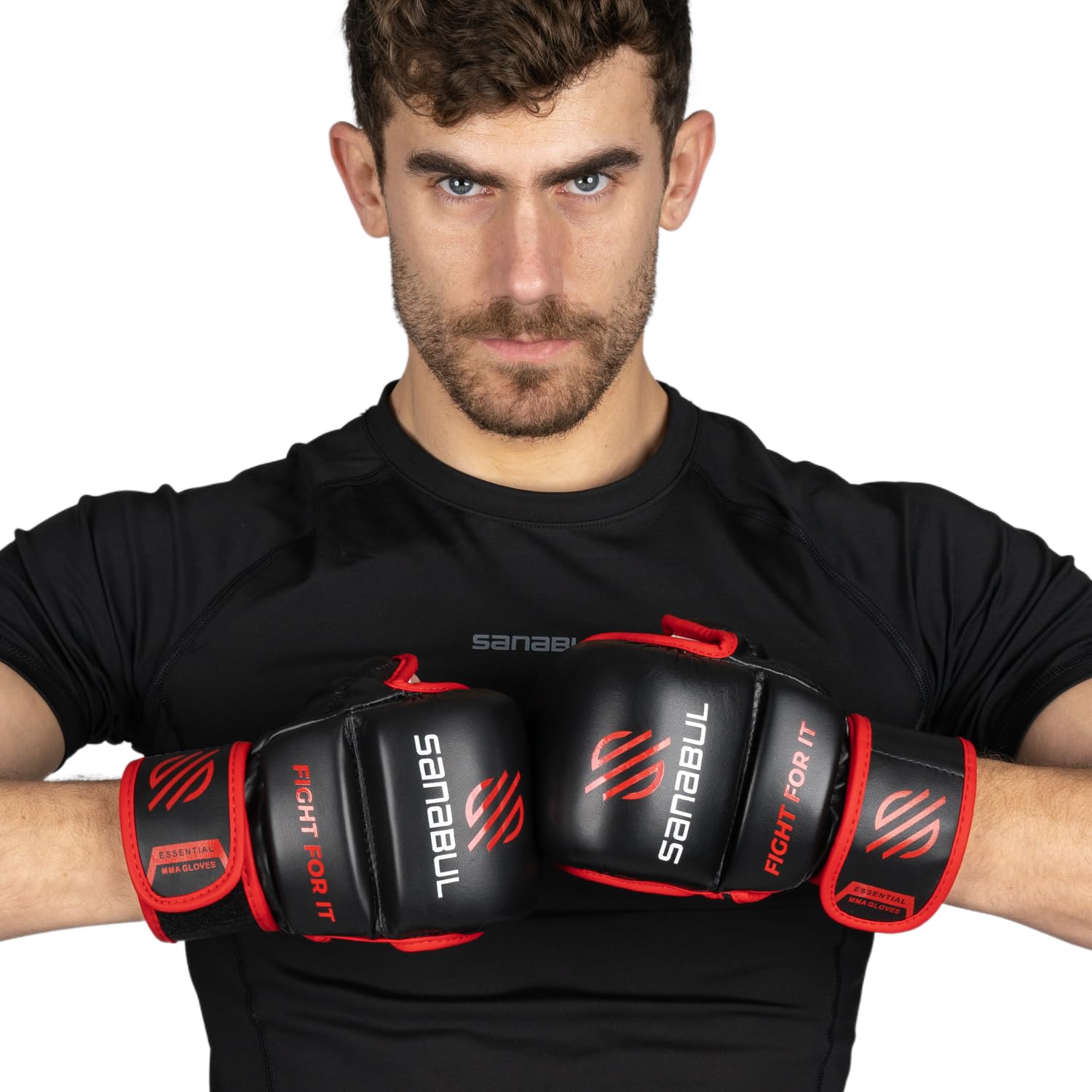Sanabul Essential 7oz MMA Gloves for Men & Women, Hybrid MMA Martial Arts, Sparring Grappling Training, Padded Kick Boxing Gloves