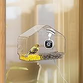 Richbird Smart Window Bird Feeder Camera with AI, Modern Design for Panoramic Views, 2K HD Live Feed, USB Powered & Secure Suction Mount - The Ultimate Tech Gift (Clear)