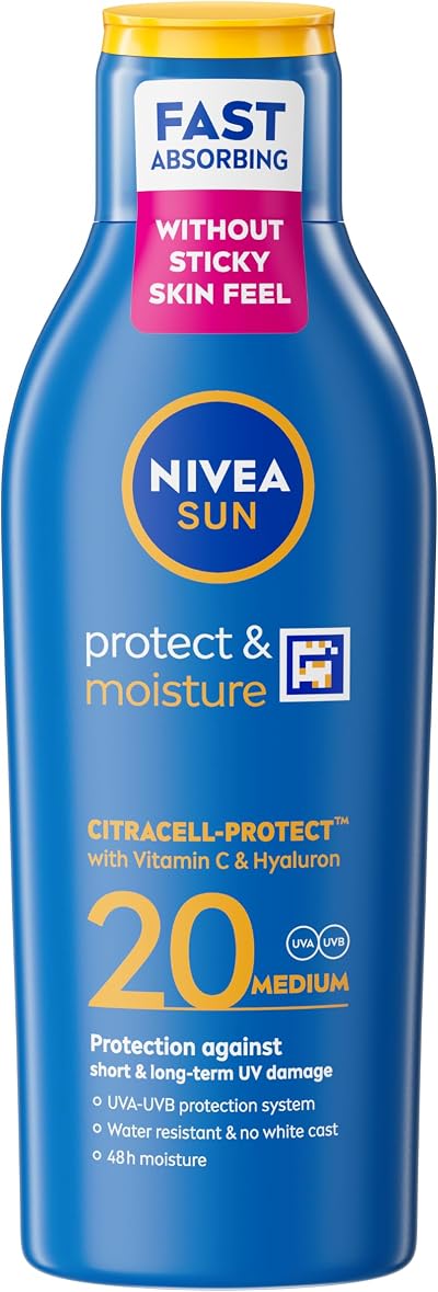 NIVEA Sun Protect & Moisture SPF 20 Lotion 200ml Vitamin C Hyaluron