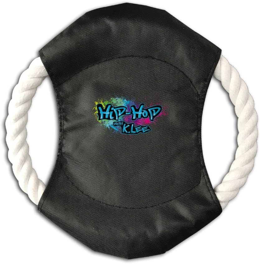 Hyhyhei Fashion Hip Hop Logo Dog Pet Toy Training 7.5 Inch Canvas Frisbee Flyer Throw Tug Flying Discs Outdoor Training Chew Bite Toy Braided Cotton Rope Ring