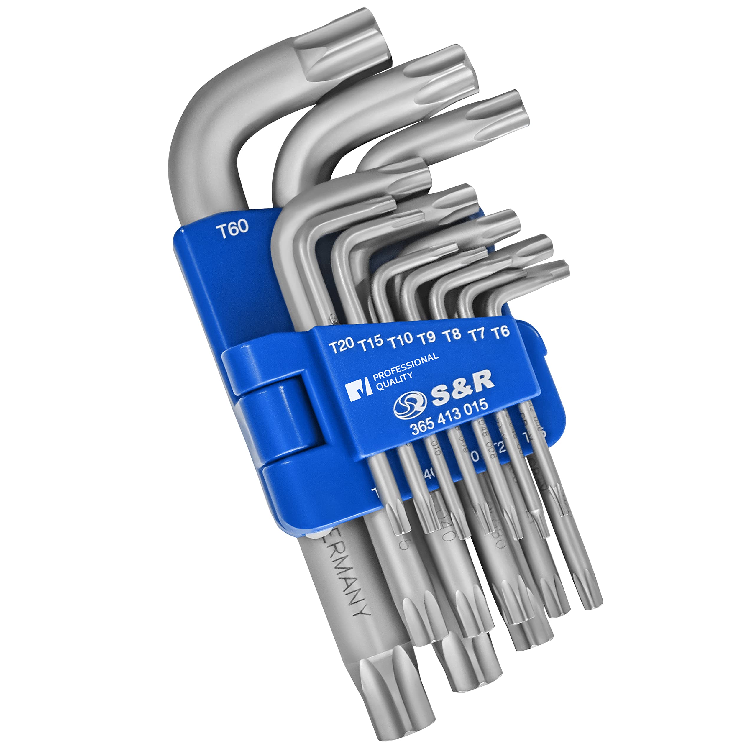 S&R TORX Keys/Hex Key Set, 15 pcs., Extra loadable, TX6-TX60 in Practical Folding Holder