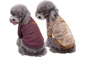 CHBORLESS Pet Dog Sweater Warm Dog Pajamas Soft Cat Sweater Puppy Clothes Small Dogs Sweater Winter Doggie Sweatshirt (XXS, Brown+Khaki)