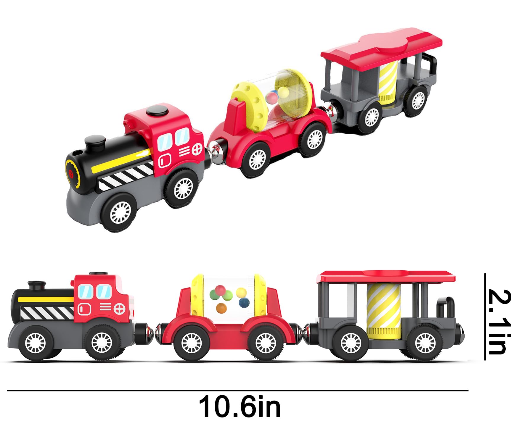 Wooden Train Track Accessories Battery Operated Locomotive Train, Magnetic Train Toy for Toddler Track Set, Powerful Engine Celebrates Train Fits All Major Brands Train Set