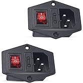 PNGKNYOCN 10A 250V Rocker Switch Power Socket Inlet Module Plug 10A Fuse with Indicator Light 3 Pin IEC320 C14 for Household Appliances or DIY Device（2-Pack）