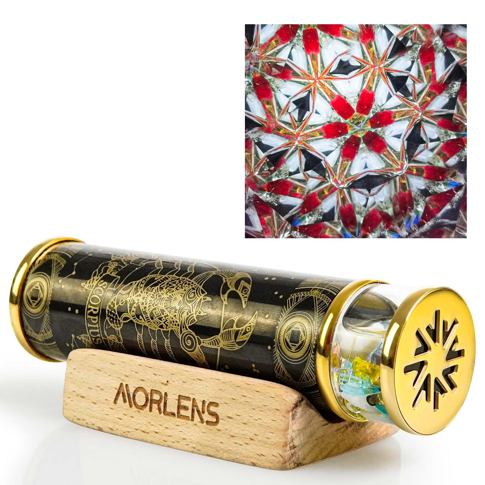 Photo 1 of 12 Constellations Scorpio Kaleidoscope,Handmade 4.25" Mini Kaleidoscope,Moonlight Stone Crystals Healing Stones Core Box,Gift Box,Anniversary Birthday Christmas New Year Valentine's Day Present Gift