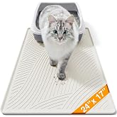 BANLYEO Cat Litter Box Mat - SM Small Medium Size 24 x 17 in, Water Proof, Kitty Litter Trapping Mat, Easy to Clean, Scatter Control, Odorless, Pet Supplies for Indoor Cats, Beige Gray