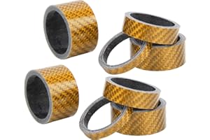 Fork Spacer, Carbon Fiber Bike Fork Washer with Gold Stem Spacer, 2-Piece Set for 5 10 15 20mm Headset, Lightweight for Road,