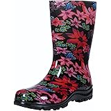 Women's Mid Calf Rain Boots Short Waterproof Garden Shoes