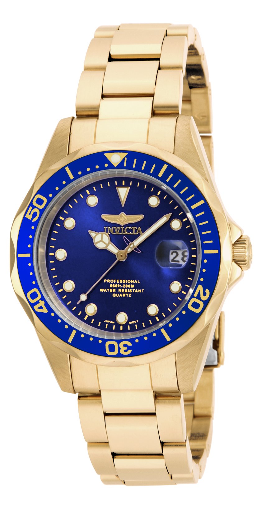 Invicta Pro Diver 17052 Watch - Waterproof - Analogue - Quartz Movement - stainless steel with blue dial - 37mm