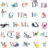 DECOWALL Ocean Alphabet ABC Wall Decals Stickers Sea Animals Art (DS4-8040) | Create a colorful learning display with peel and stick, removable decor featuring A-Z letters and ocean animals with names