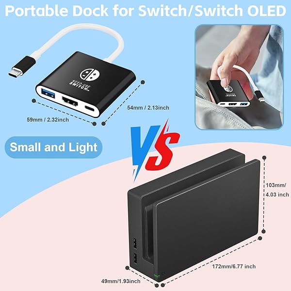 MAXRENARD SWITCH HDMI CABLE PORTABLE DOCK FOR NINTENDO SWITCH NS/OLED 4K USB C TO HDMI TV ADAPTER CONNECTOR FOR SWITCH GAME PLAYING MONITOR SCREEN MIRRORING,REPLACE ORIGINAL BULKY DOCK (2M)