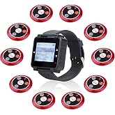 Retekess T128 Restaurant Pager System, Wireless Call System, 10 Buttons | for Waiter, Customer, Staff, Caregiver, 4-Key Waterproof Alert Call Buttons, 200M Working Distance, Multiple Reminder modes