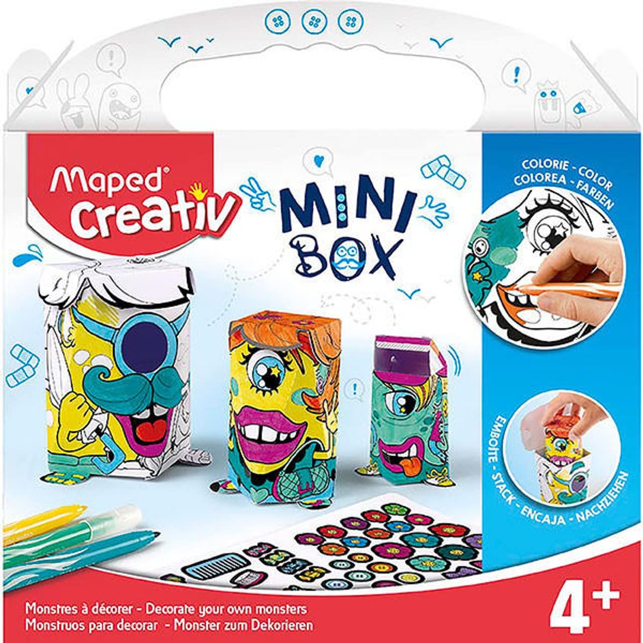 Maped Creativ Mini Box Stackable Paper Toys and Colouring Assorted Fun Activity Set for Kids 4+