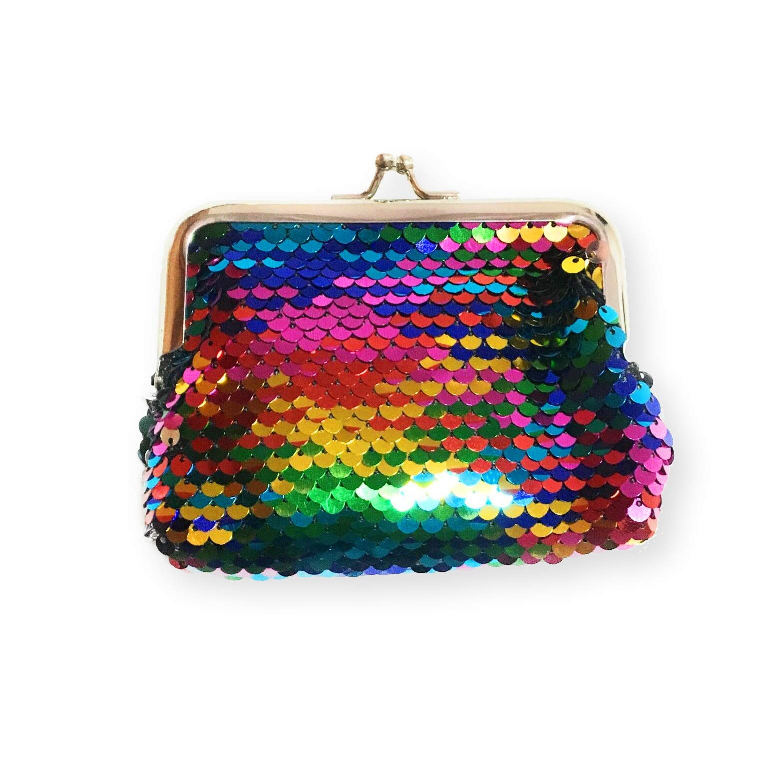 Ladies Girls Reversible Sequin Coin Wallet Pouch Money Purse Card Holder Gift UK (Rainbow)