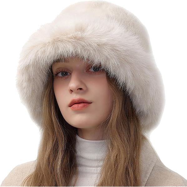 HH HOFNEN Winter Bucket Hat Fluffy Faux Fur Fisherman Plush  display picture 2
