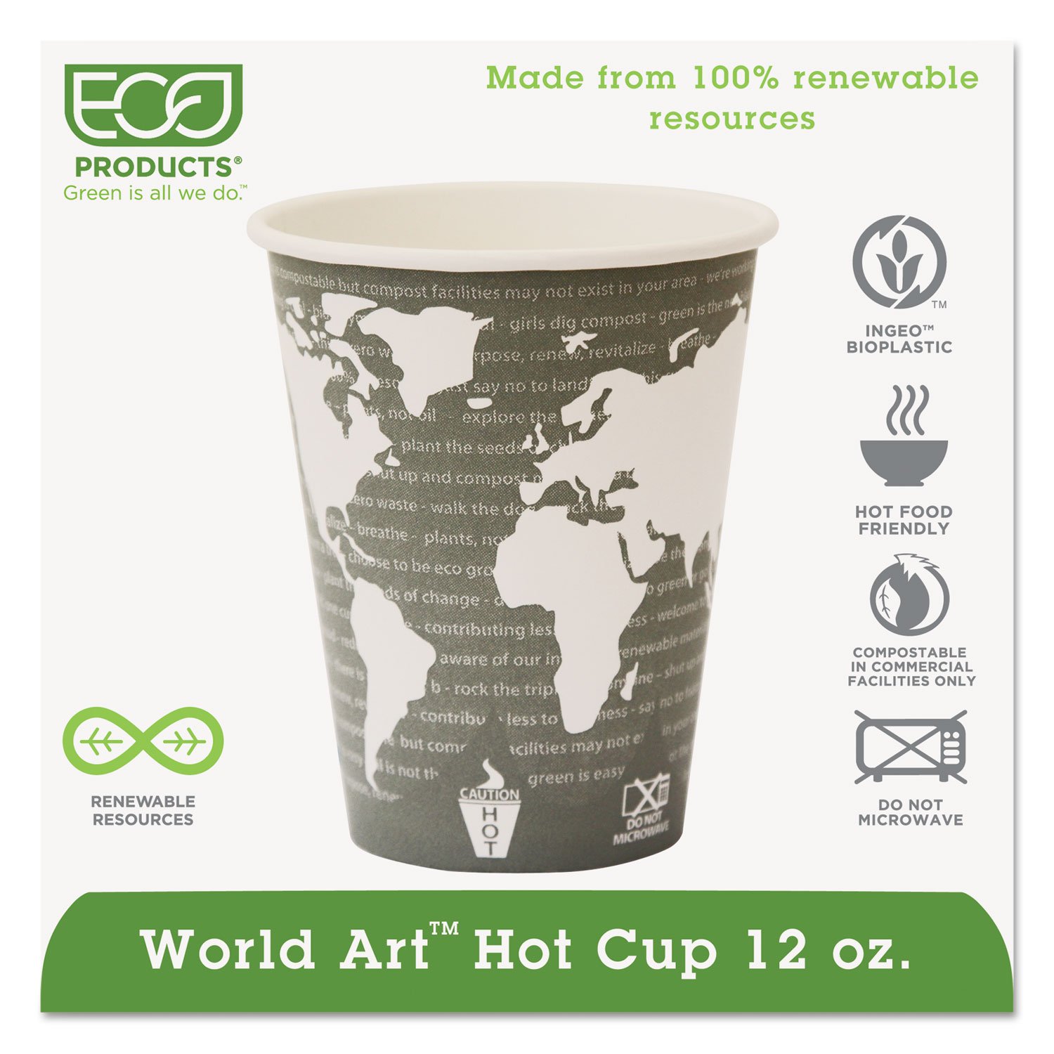 Photo 1 of Eco-products Ep-bhc12-wa 12 Oz World Art Hot Cup Case Of 1,000)