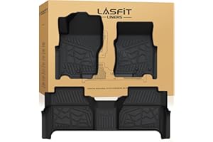 LASFIT Floor Mats for Nissan Frontier 2022-2026 Crew Cab (Not Fit King Cab), All Weather TPE Custom Fit Easy Clean Durable No-Curling Floor Liners for Frontier 1st & 2nd Row Car Mats, Black
