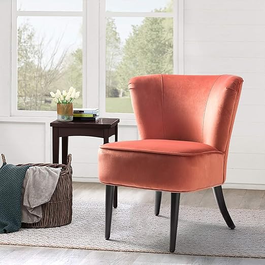 Amazon Com Rust Red Upholstered Velvet Accent Chair Emille