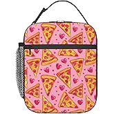 ainori Reusable Pizza and Heart Lunch Box for Kids Girls Boys Women Adult, Insulated Mexican Food Lunch Bag,Polyester Cooler Handbags Case for School Picnic Work Travel Beach or Hiking