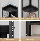 Dripex Corner Shelf with Power Outlets USB Lights 5 Tiers 67 Tall Black view 5