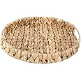 YRMT Water Hyacinth Serving Tray Round Woven Tray with