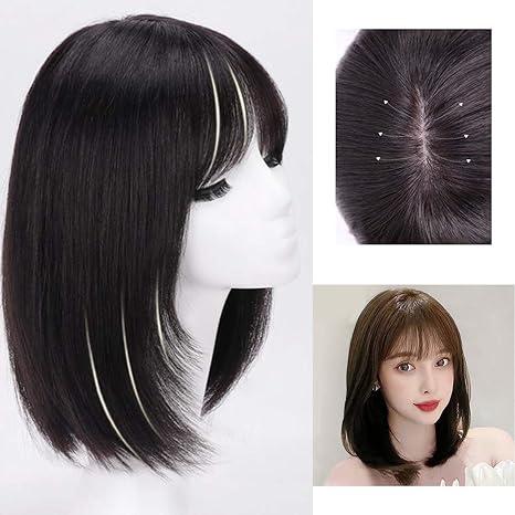 Amazon Co Jp シルクトップベースウィッグ女性用フェイクスカルプヒューマンヘア 前髪付きロングストレートウィッグu字型パーツ フリーパーツプリプルプルグルーレスレミーヒューマンヘアショルダーレングスウィッグ日常人気wig大人可愛空気感原宿系ァッション