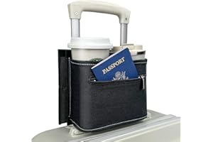Travel Luggage Cup Holder, Liveagain Drink Caddy, Luggage Cup Holder Attachment, Free Hand Suitcase Drink Carrier for Drinks Beverages, Coffee, Bottles, Snack (Black)