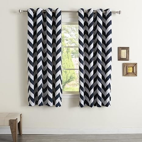 Buy Dekor World 2 Piece Cotton Chevron Printed Eyelet Curtain Set