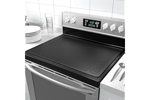 Ottkids Stove Top Covers for Electric Stove - Silicone Stove Mat for Glass Top Stove,Waterproof Cooktop Cover,Oven Range Top Cover for Kitchen,Heat Resistant StoveTop Mat Protector(Black,28"x 20")