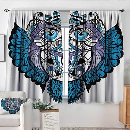 Amazon Com Mozenou Tribal Window Curtain Fabric Owl Bird Animal