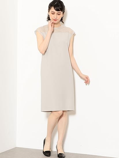 Amazon Co Jp ユナイテッドアローズ グリーンレーベル リラクシング D レースコンビ フレンチスリーブ ワンピース レディース Lt Gray 11 36 服 ファッション小物