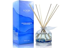 LOVSPA Reed Diffuser Set, Escape Beach Getaway Scented Oil Diffuser with Sticks, Home Fragrance Accessories for Bathroom Shelf Decor, Aroma Diffusers for Home or Office Desk, USA Made